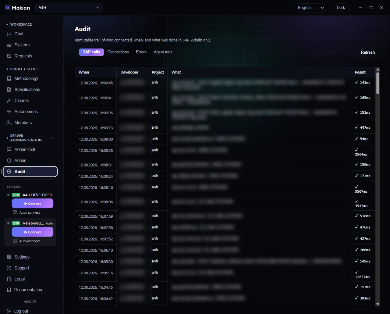 Audit trail — Makion